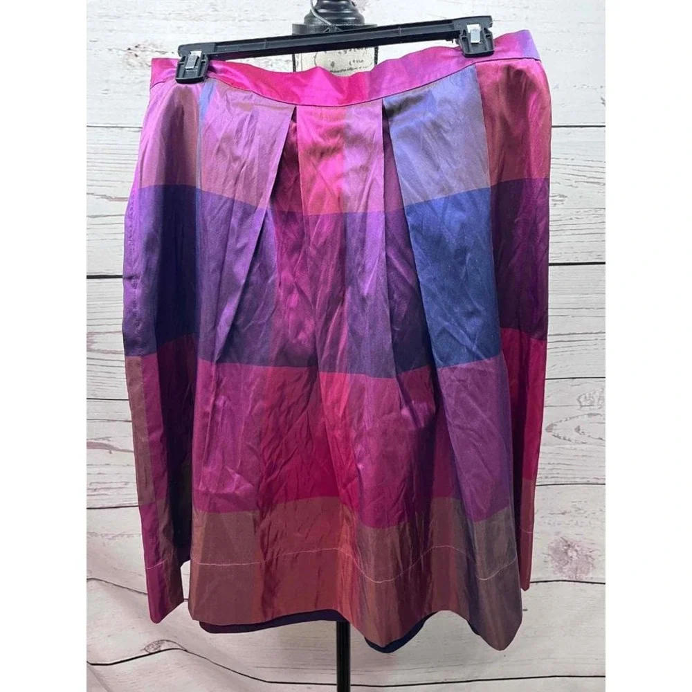 Kate Hill  Pink Pleated Midi Length Skirt  100% Silk Skirt Size‎ 10
